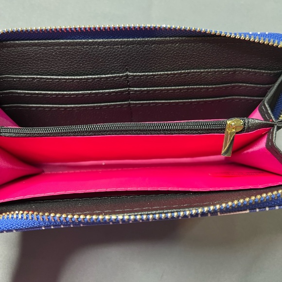 Trina Turk Large Continental Zip-Around Wallet | Blue & White - Picture 6 of 9